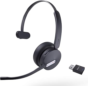 Yealink WH64 Hybrid DECT& Bluetooth Wireless Headset, 492ft Range Mono UC Zoom Headphones with DECT Dongle, 3X Mic, 26H Talk Time, Office Work Portable Single On Ear Headsets for PC,Cellphone,Laptop