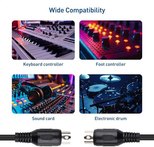 Cable Matters 2-pak 5-pinowy kabel DIN MIDI, 5-pinowy kabel MIDI - 1,8 m