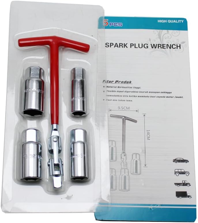 5-Piece T-Handle Spark Plug Wrench Set with Socket Adapters — 사진 1