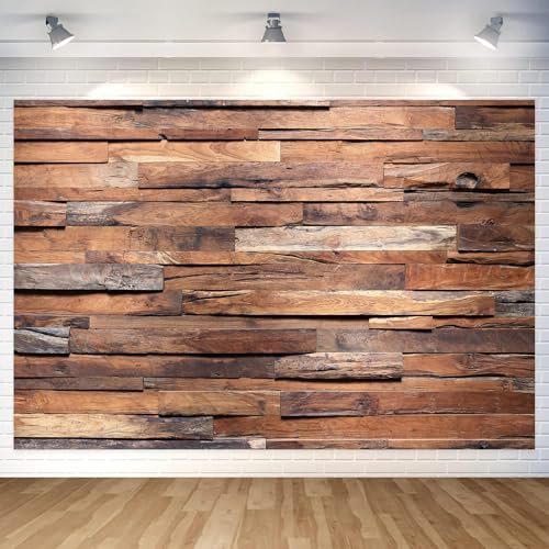8X6ft Wood Backdrop Rustic Wooden Wall Backdrops for Photography Parties Wedding Brown Retro Wooden Panels Wall Birthday Weeding Photo Backdrop Background Party Decorations