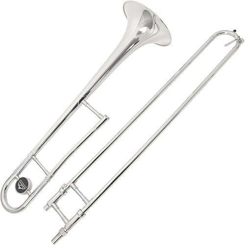 Miniatura 12 de EASTROCK Bb Tenor Slide Trombón B, instrumento de trombón chapado en latón plano para estudiantes principiantes con estuche rígido, con boquilla