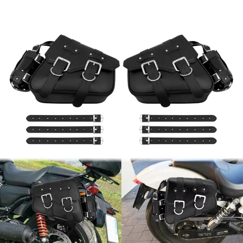 Alforjas de PU para motocicleta y equipaje lateral negro compatible con Dyna Softail 7