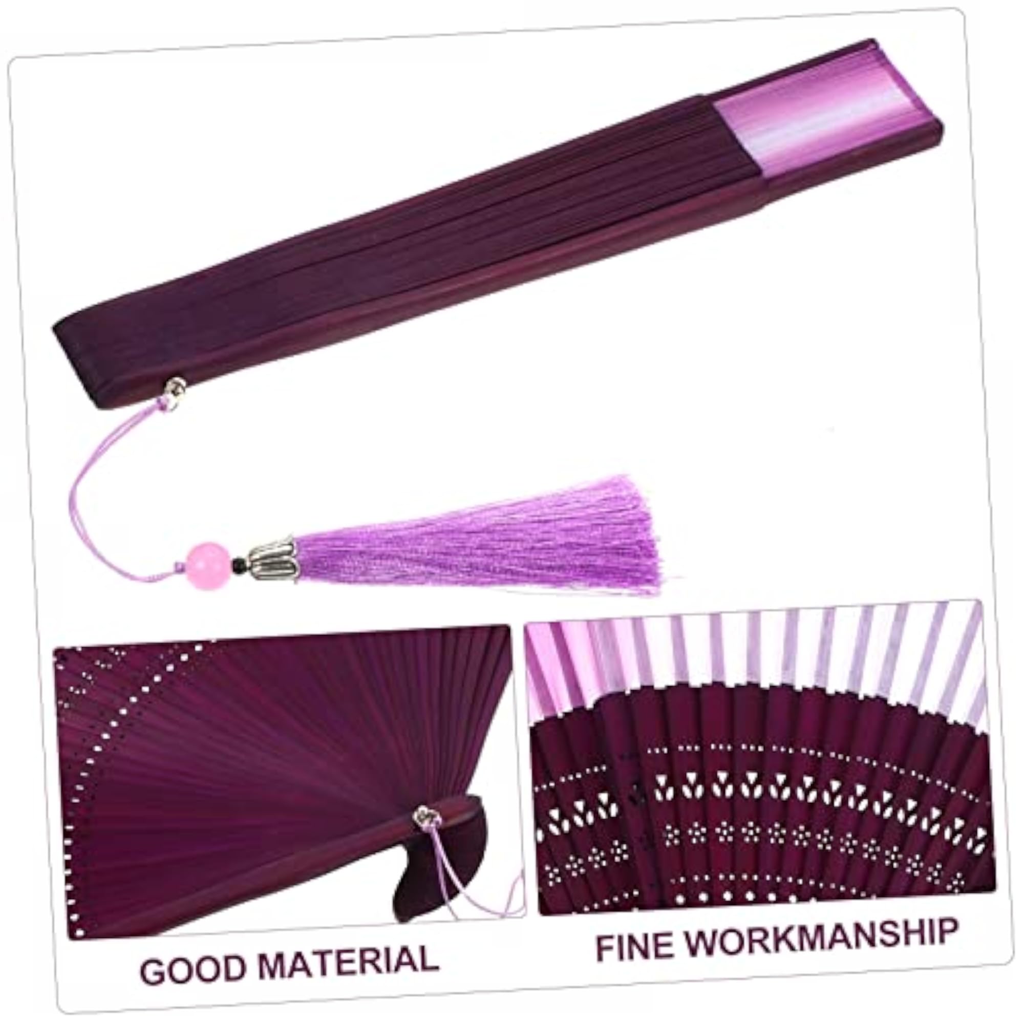 5pcs Tassel Folding Fans, Retro Handheld Dance Fan
