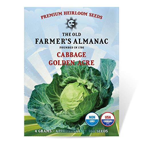 The Old Farmers Almanac Heirloom Cabbage Seeds (Golden Acre) - Approx 900 Seeds - Non-GMO Open Pollinated USA Origin