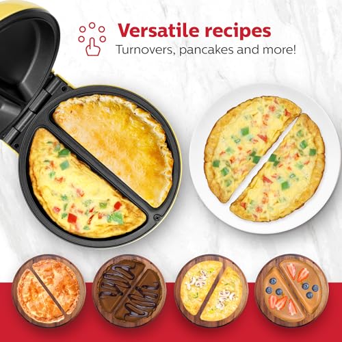 Image of Holstein Housewares - Non-Stick Omelet & Frittata Maker, Yellow /Stainless Steel - Makes 2 Individual Portions Quick & Easy