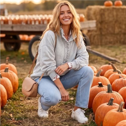 Oversized Sweatshirt for Women Henley Button Up Sweatshirt Sweat Shirt - image 6