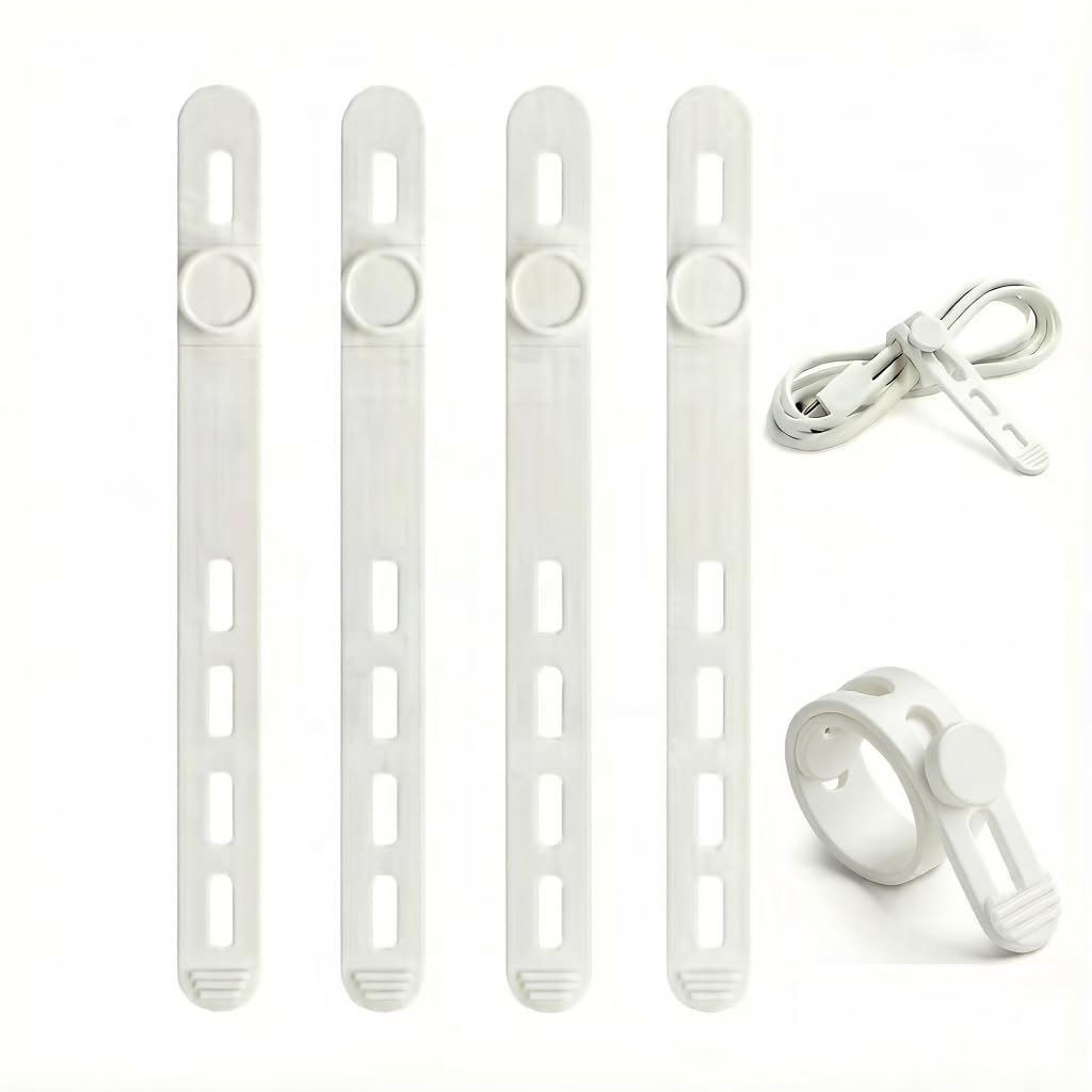 Xtlangtutu White 12 Pack Reusable Silicone Cable Ties Adjustable Cord Organizer With Lock