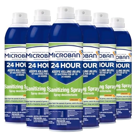 Microban 24 Hour Sanitizing Spray, Fresh Scent, 6 cans/case, 15 fl oz Each