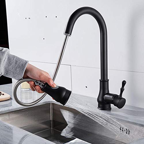 Robinet de cuisine noir avec douchette et 2 modes d'eau chaude froide - 4