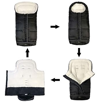 Cozy Baby Sleeping Bag, Toddler Stroller Footmuff, 5 Way Zippers Style for Baby Easy in&Out, Extension Cozy Toes Fits Baby Grows, Foldable with Stroller, Multi-Function,Black
