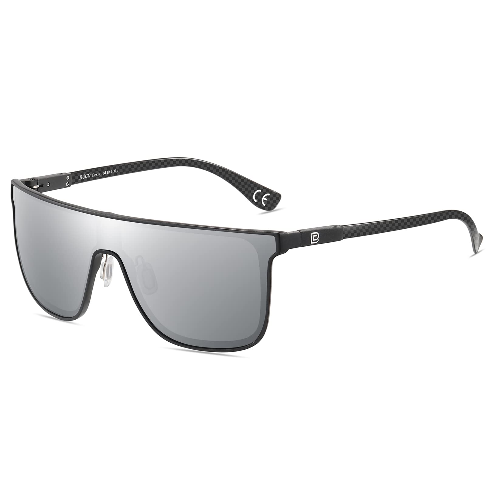 DUCO Trendy Square Sunglasses for Men Women Flat Top Shield Shades Oversized Carbon Fiber Polarized Sun Glasses DC8209