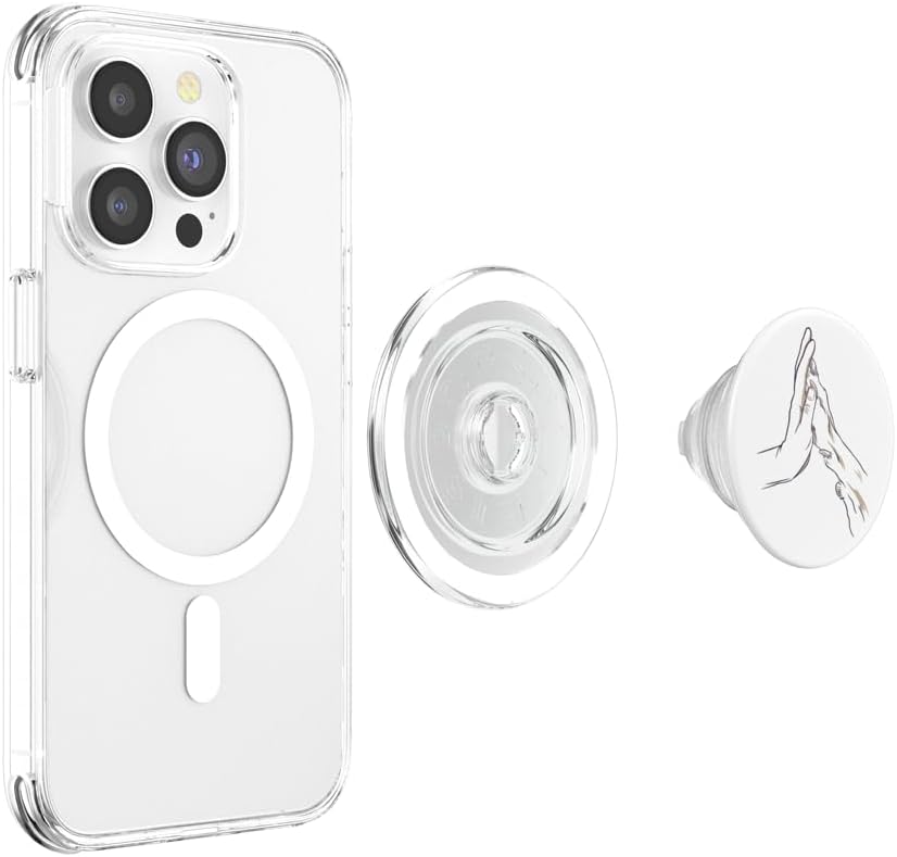 Paw Human Hand Dog Lover White PopSockets MagSafe PopGrip for iPhone