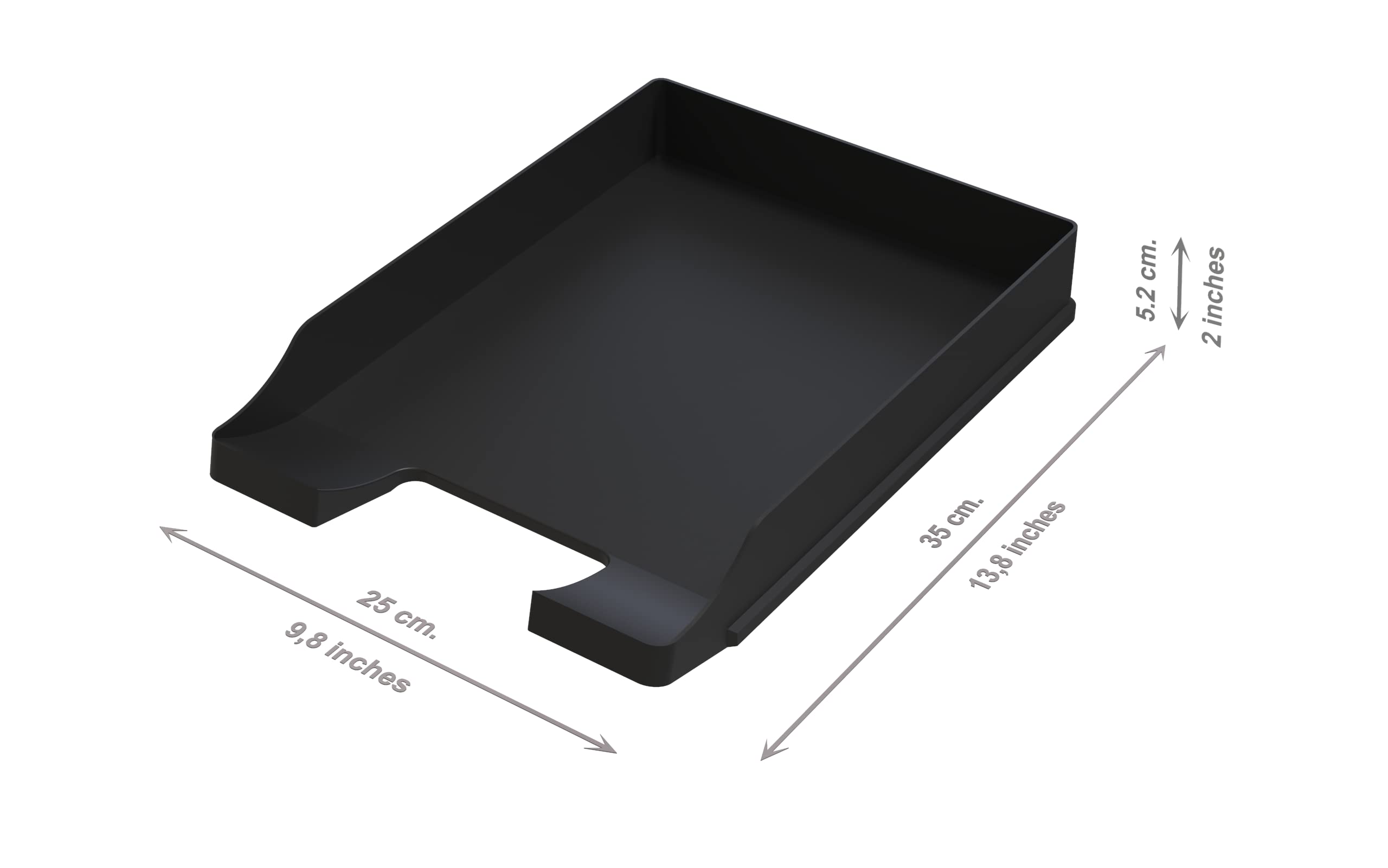 Detectalia Set de 20x Bandejas portadocumentos tamaño A4 Negro - Organizador Escritorio apilable - Bandeja plástico para Oficina - Archivador Papeles - Cestas de Correo - 35x25x5,2 cm