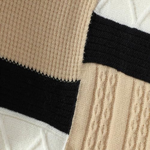 Men's Casual Comforable Sweaters Color Match Pullover Knitted Sweater Patchwork Color Block Long Sleeves Sweaters4