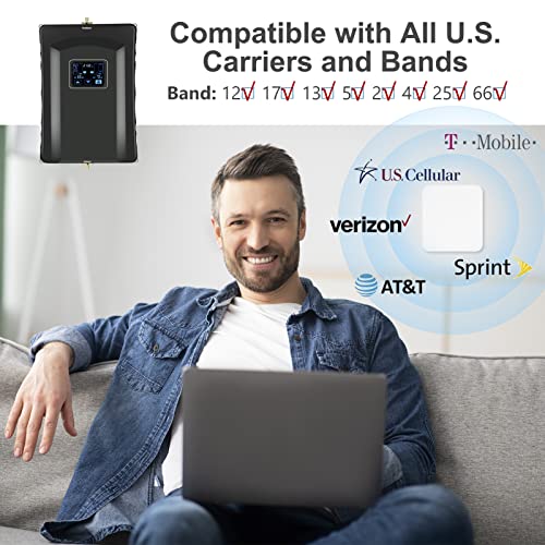 AmSignalBars Cell Phone Booster for Home and Office,Up to 5,000Sq Ft,Cell Phone Signal Booster Kit,Boost 5G 4G LTE Data for Verizon AT&T T-Mobile and All U.S. Carriers, FCC Approved