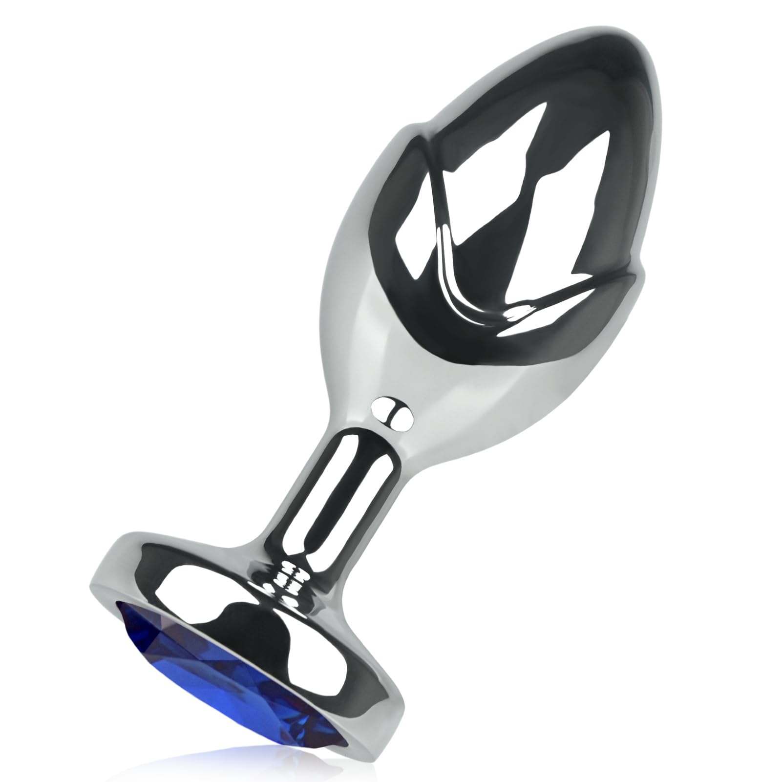 Metal Butt Plug with Crystal Diamond Anal Plug Anal Trainer Sex Toy Adult Toys for Beginners Adult Women and Men (Dark Blue)