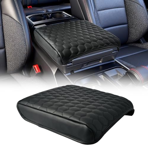 BystralX Center Console Cover Armrest Cover Compatible with 2021-2025 2026 Ford F150, 2022-2026 F150 Lightning, Leather Armrest Protector Pad, 0.8'' Thickened Center Console Cushion(Work Surface Only)