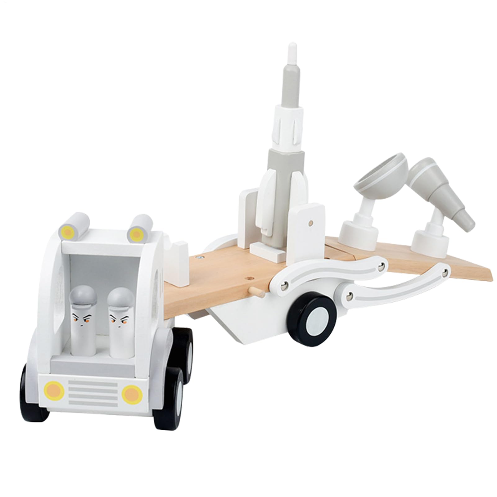 Camión Portacoches Conjunto De Juego De Transporte De Cohete De Madera | Camión de Juguete para Transportar Coches Para Niños y Niñas, para Juego de Construcción y de