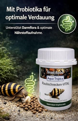 Aqua-Tropica Raubschnecken-VITAL – Spezialfutter für Raubschnecken (Anentome Helena) – proteinreiches Schneckenfutter für Aquarium, artgerechte Ernährung (35 g)