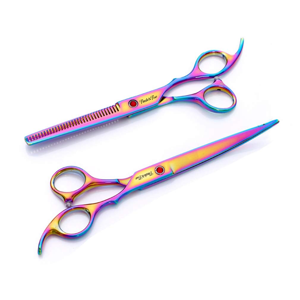 Juego de tijeras para el cuidado de mascotas de 7,0 pulgadas, 5 piezas, tijeras profesionales de peluquería, kit de herramientas para cortar el cabello con peine para salón, barbería, uso domésti
