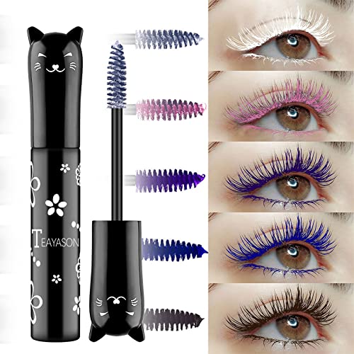 Sumeitang 3 Color White Blue Purple Mascara Set, Rainbow Colorful Waterproof Mascaras 3D Fiber Lash Mascara Volume Eye Lash, Eyelashes Curling Lengthening Lifting Colored Lash Makeup Kit #TOP6