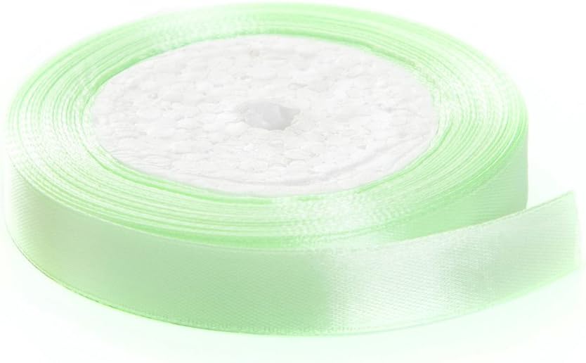 Solid Color Satin Fabric Ribbon (Light Yellow, 3/8" x 25 Yards)