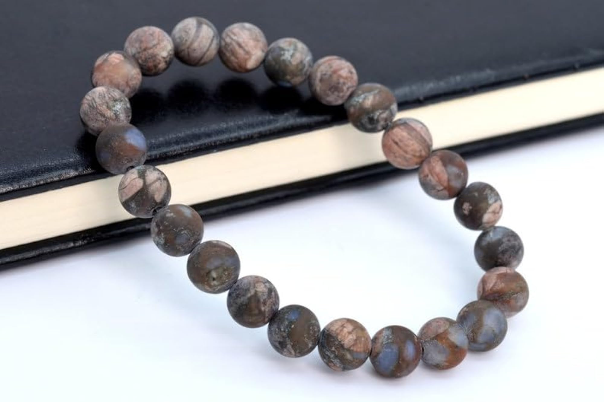 Natural Matte Opal 8mm Round Beads Stretchable Bracelet, Unisex