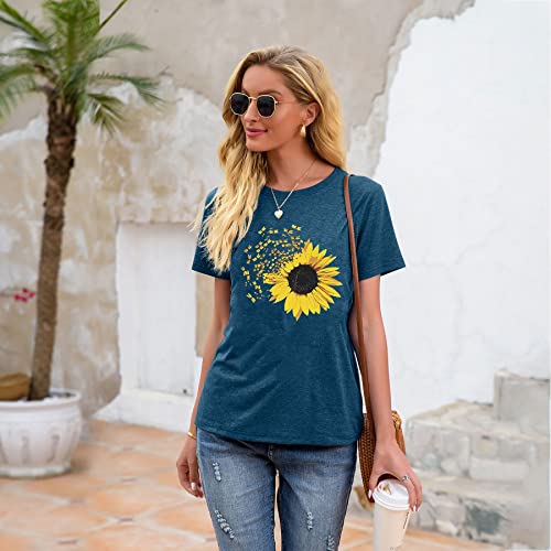 Sunflower Shirts For Women Cute Dandelion Graphics Tshirt Summer Women Short Sleeve Tee Tops #TOP3