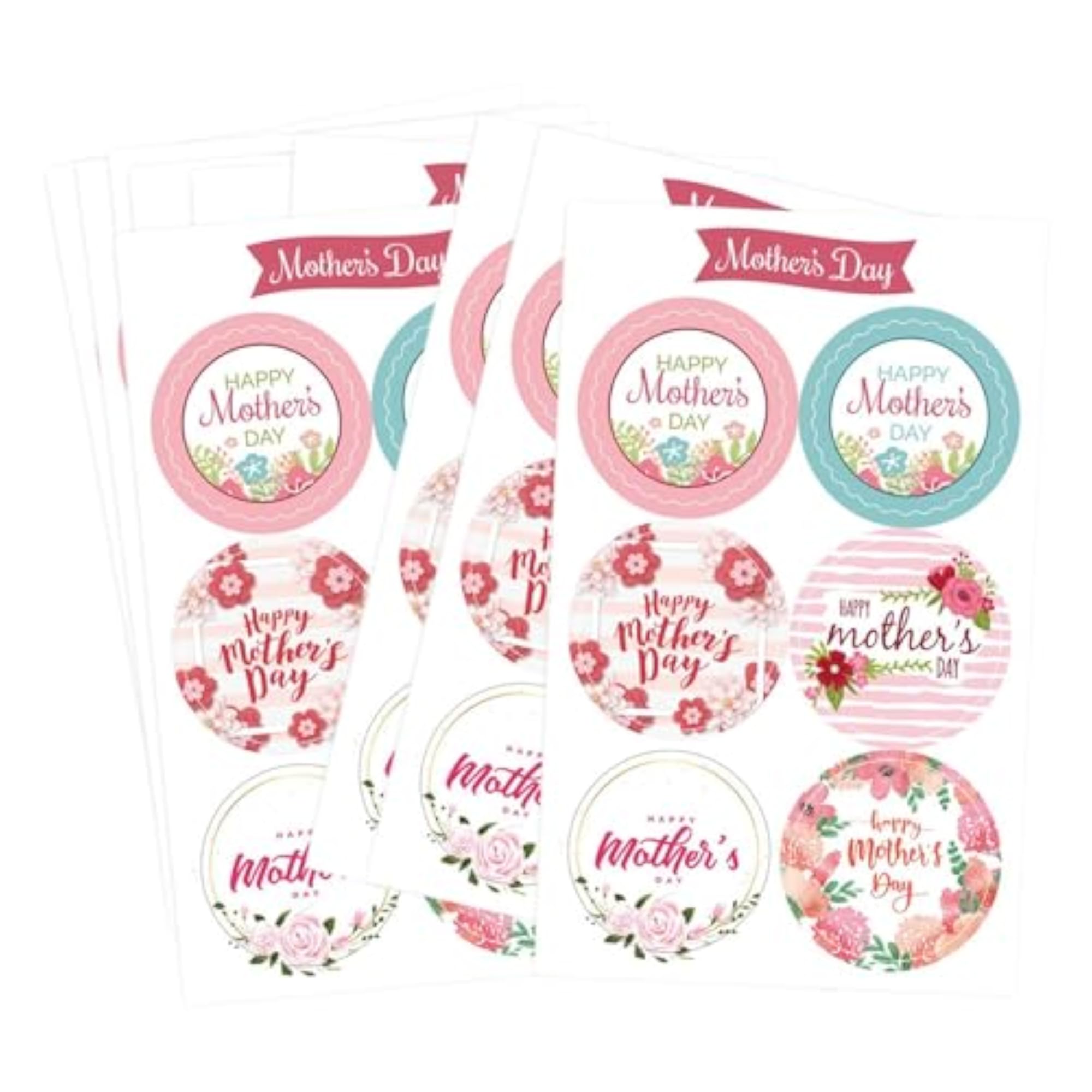 2x60x Happy Mother's Day Stickers for DIY Crafts & Card Making