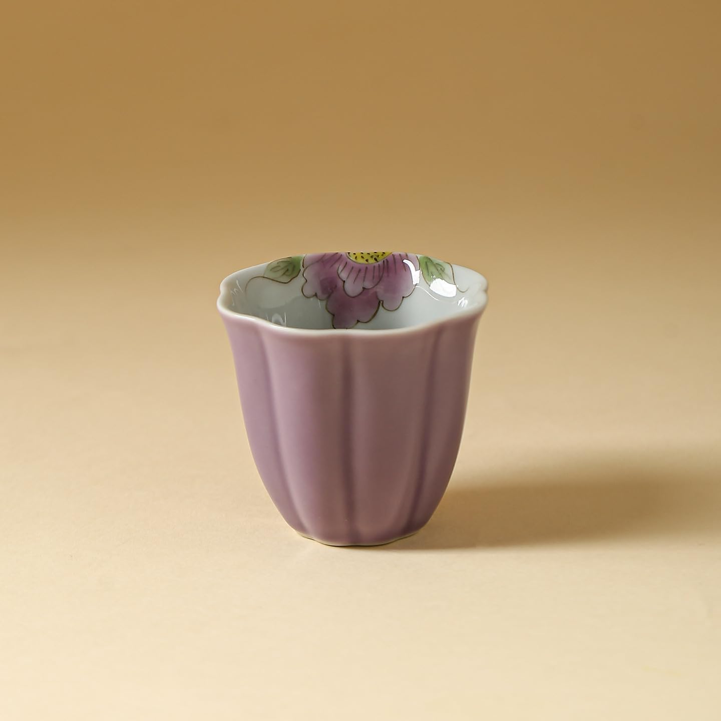 Tea Cup Purple Hand-Painted Peony Household Underglaze Master Kung Fu Set Ceramic Single Soaking Container
