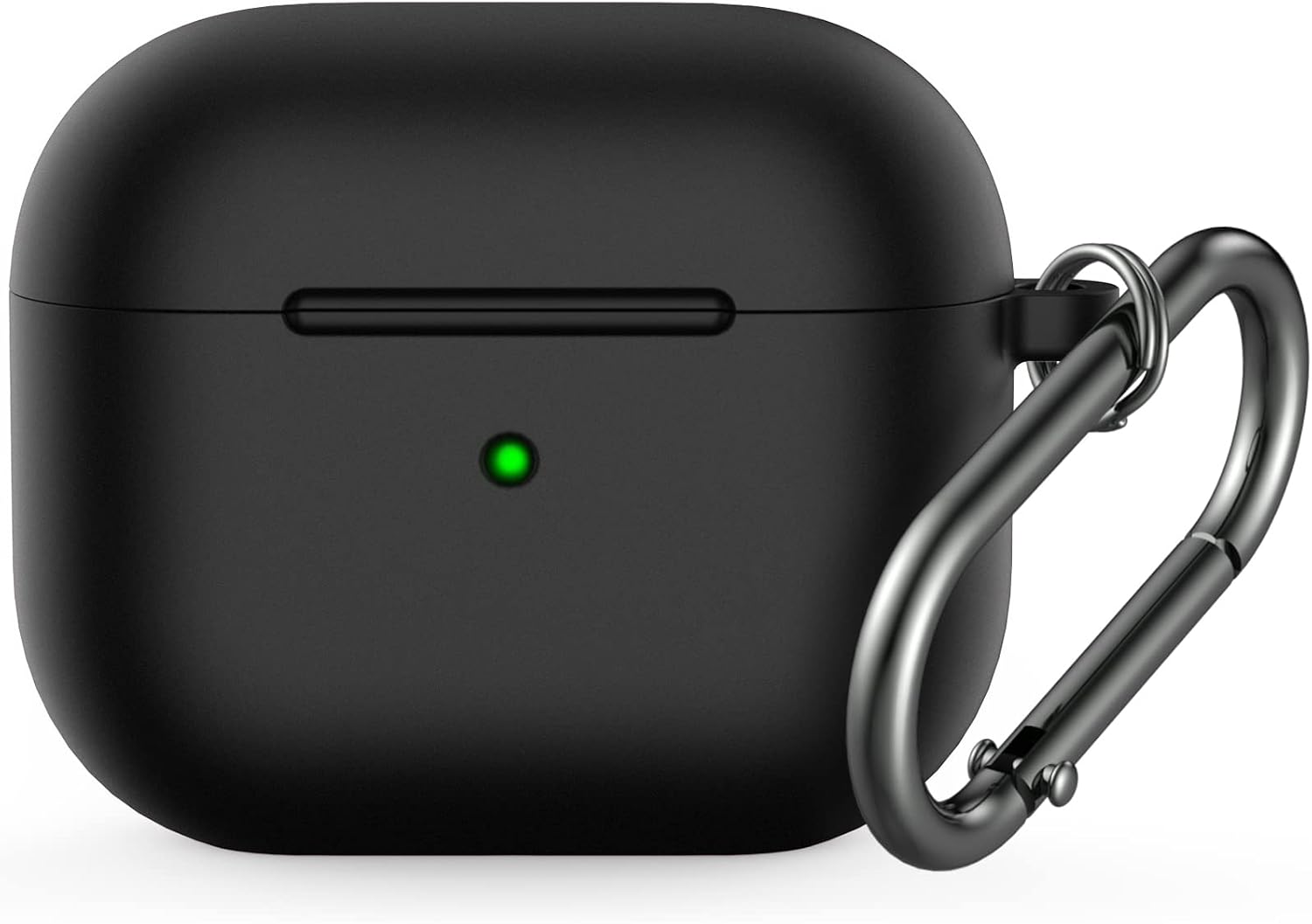 BRG for Airpods 3 Case Cover 2021, Soft Silicone Shock-Absorbing Protective Case Skin with Keychain for Apple AirPods 3rd Generation[Front LED Visible] (Black)