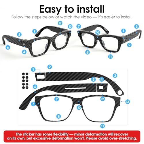 KONAFEI Protective Skins Compatible with Ray-Ban Meta Display Glasses, Premium 3M Vinyl Wrap Decal Stickers Accessories (Carbon Fiber-2 Pairs, L) by KONAFEI - Used condition - Image 7