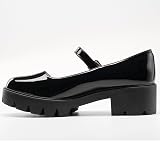 Zapatos de vestir Oxford con puntera redonda y correa al tobillo para mujer, zapatos Mary Jane con plataforma y tacón bajo grueso, Negro
