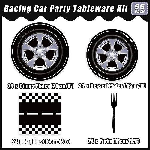 Kepeel 96 peças de pratos e guardanapos de festa de carro de corrida, suprimentos de festa de pista