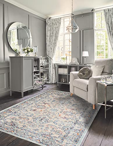 Laura Ashley Turkish Mystic Chenille Area Rug - Genevive | Modern Home Décor | Measures 5'X7' | Blue #TOP5