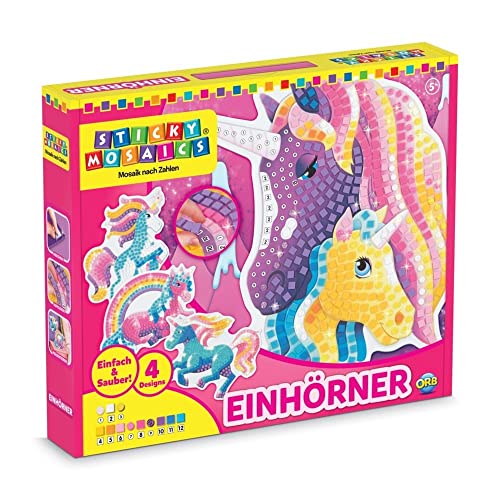 Sticky Mosaics ORB Einhorn Mosaik Klebebilder Bastelset Kinder Geschenke für Mädchen & Jungen Moosgummi Aufkleber schöne Farben Beschäftigung Kindergeburtstag Geschenkideen Deko basteln ab 5 Jahre