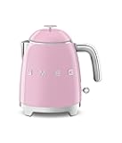 SMEG Mini 50's Retro Style 3 Cup Electric Kettle with Double Wall Anti Slip Base and Water Level Indicator (Pink)
