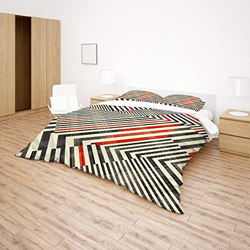 Housse de couette à rayures géométriques douces pour chambre Long Twin