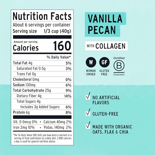 Image of Purely Elizabeth, Oat Pouch Collagen Vanilla Pecan, 8 Ounce