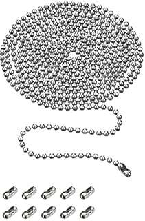 First blinds Beaded Pull Chain Extension with Connector, 10 Feet Beaded Roller Chain with 10 Matching Connectors (4.5 mm, Silver)