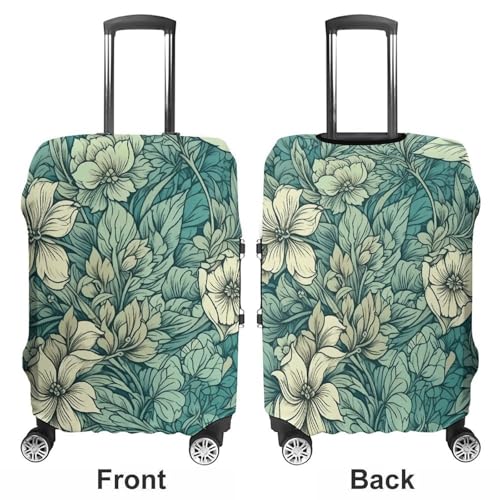 Leaves And Flowers Elastic Luggage Cover Suitcase Protector for 19-32 Inch Suitcases | Universal Stretchable Travel Bag Cover | Anti-Scratch, Washable with Zipper Closure S3