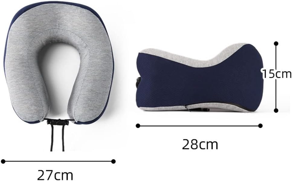 Travel Neck Pillow for Airplane Sleeping 100% Memory Foam Adjustable Travel Pillows, for Head Support Soft Adjustable Pillow for Plane, Car & Home Recliner Use (Color : B)