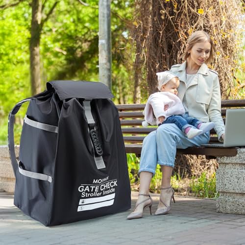 Image of MOYAQI Stroller Travel Bag for Airplane, Gate Check Bag Backpack with Durable Nylon,Adjustable Carry Straps,Infant Carriers & Booster Seats (Black)