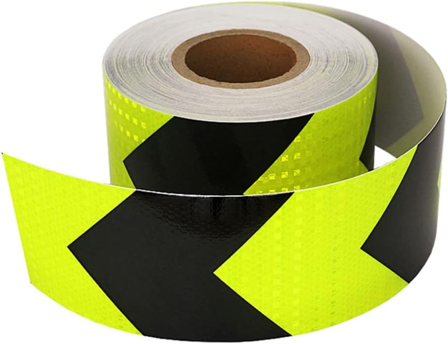 Reflective Tape, 3 Meters*10 CM Reflective Warnig Tape Marking Tape Self-Adhesive Arrow Car Sticker Works Great for Trucks Trailers(Yellow+Black a)