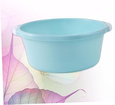 Healifty 2pcs Classical Wash Basin, Blue, 34.5 * 28.5cm, Farmhouse Style, Plastic, Freestanding, Rectangular, Central Drain, Painted Finish, Anti-Slip Bottom, Suitable for Kitchen and Bathroom