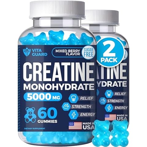 Vita Guard 5000mg Creatine Monohydrate Gummies Formula for Men and Women Ultimate Muscle Builder, Energy Booster & Pre-Workout Supplement (2 Pack) Cover