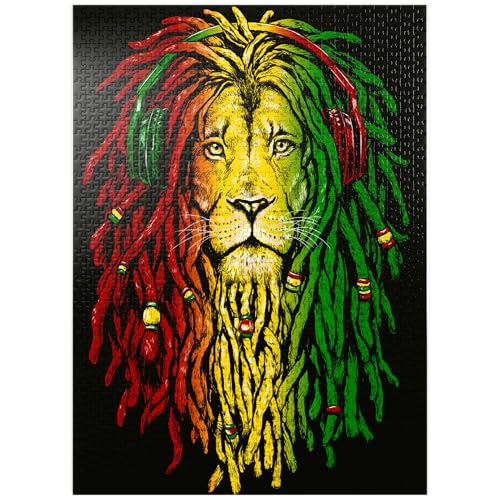 MyPuzzle Rasta Lion - Premium 1000 Piece Jigsaw Puzzle - Made in USA