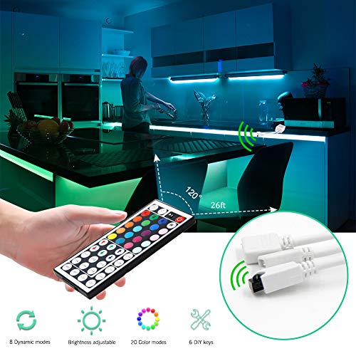 Phopollo 44 Keys Remote Controller With Two-Port Ir Receiver For 5050 12/24V Led Strip Lights #TOP2