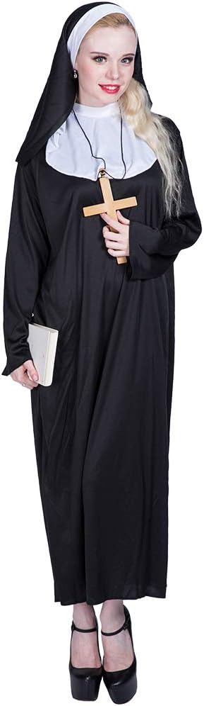 Sister Nun Costume Halloween the Nuns Dress Woman Nun Habit Adult