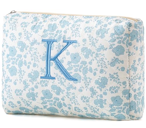 HBselect Initial Makeup Bag for Women Personalized Quilted Cosmetic Bag